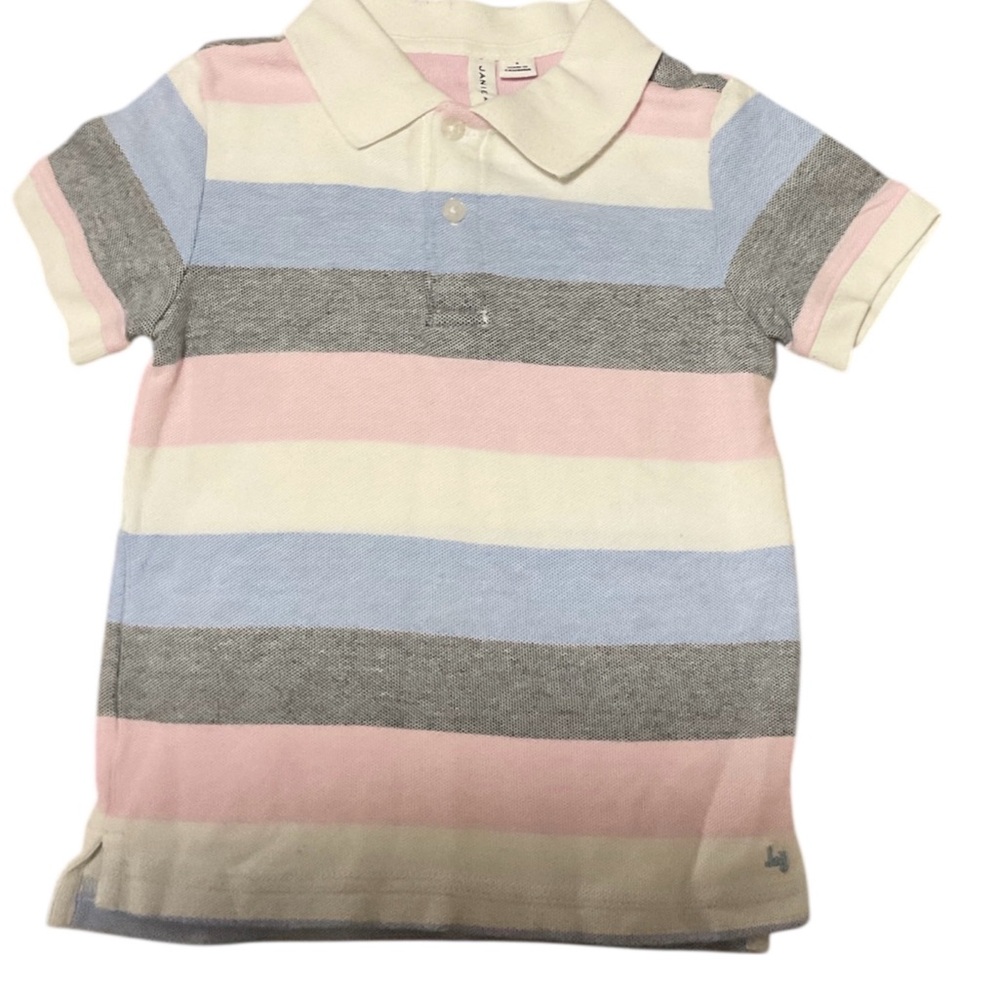 Janie and Jack Boys Size 3 Polo Shirt Striped Pastel Short Sleeve Collared